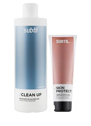 Набір для захисту та очищення шкіри під час фарбування subtil skin protect 125 мл та засіб для видалення фарби clean up 500 мл
