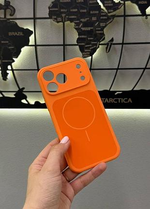 Silicone case чехол с микрофиброй для iphone 17 pro max, чехол-накладка для айфон 17 про макс (оранжевый)