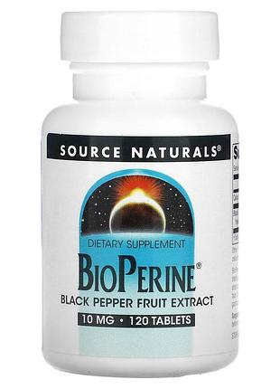 Биоперин (bioperine), source naturals, 10 мг, 120 таблеток