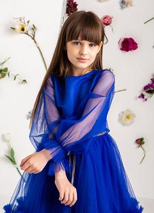 Платье праздничное для девочки синее 134 6