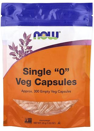 Порожні капсули "0", single "0" veg capsules, now foods, 300 порожніх вегетаріанських капсул (29 г)