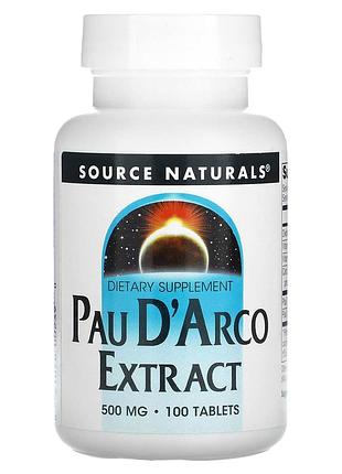 По д'арко, pau d'arco, source naturals, 500 мг, 100 таблеток