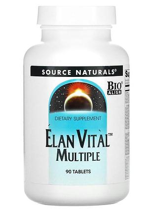 Мультивитамины, elan vital multiple, source naturals, 90 таблеток