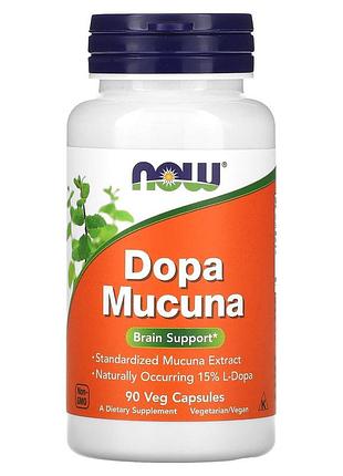 Мукуна жгучая (капикачху), dopa mucuna, now foods, 90 вегетарианских капсул