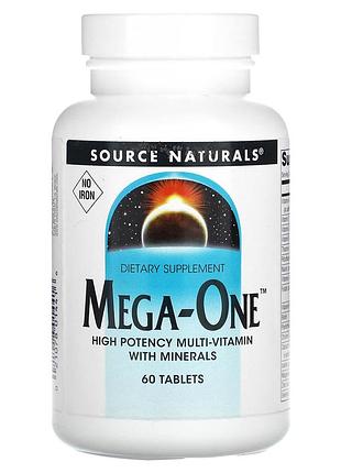 Мультивитамины без железа, mega-one, source naturals, по 1 в день, 60 таблеток