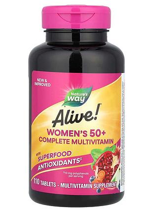 Мультивітаміни для жінок віком від 50 років, women's 50+ complete, alive!, nature's way, повний комплекс, 110 таблеток