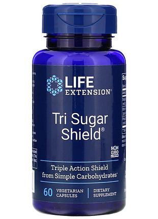 Снижение сахара в крови, tri sugar shield, life extension, 60 капсул