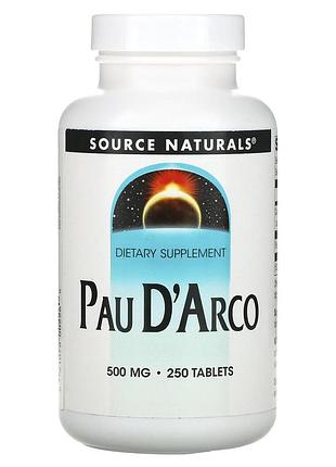 По д'арко, pau d'arco, source naturals, 250 мг, 250 таблеток