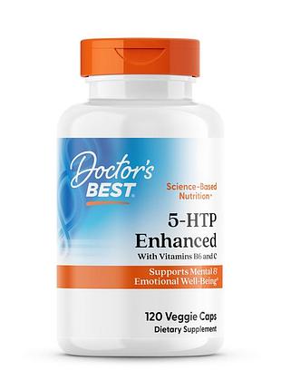5-нтр, 5-гидрокси l-триптофан, усиленный витаминами b6 и c, doctor's best, 120 веганских капсул