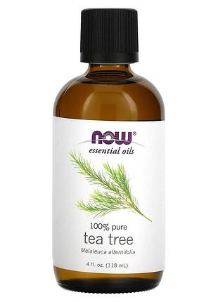 Масло чайного дерева, tea tree, now foods, essential oils, 118 мл.
