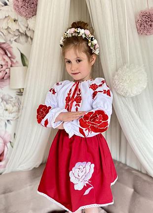 Костюм вышиванка для девочки розы 134