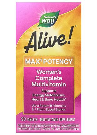 Витамины для женщин, alive, women's complete multivitamin, nature's way, полный мультивитаминный комплекс, 90 таблеток