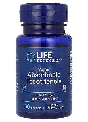 Витамин е, токоферолы, super absorbable tocotrienolss, life extension, 60 гелевых капсул