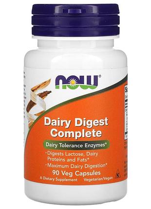 Молочные ферменты, dairy digest complete, now foods, смесь, 90 вегетарианских капсул