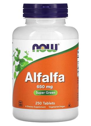 Люцерна, alfalfa, now foods, 650 мг, 250 таблеток