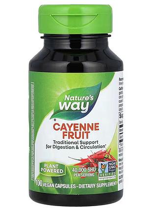 Кайенский перец, cayenne, nature's way, 40000 shu, 100 капсул