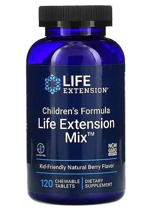 Мультивитамины для детей, children's formula mix, life extension, ягодный вкус, 120 жевательных таблеток