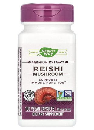 Гриб рейші лікувальний, reishi, nature's way, стандартизований, 376 мг, 100 капсул