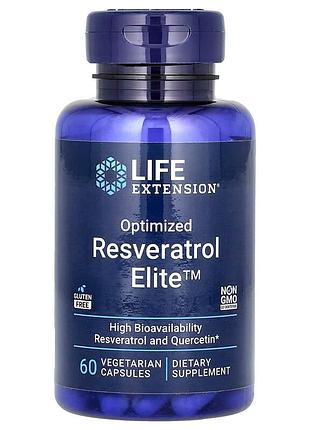Ресвератрол, optimized resveratrol elite, life extension, 60 вегетарианских капсул