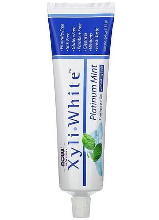 Зубна паста-гель з м'ятою та харчовою содою, toothpaste gel, now foods, solutions, без фтору, 181 г
