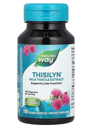 Підтримка печінки, thisilyn®, milk thistle extract, nature's way, екстракт розторопші плямистої, 100 веганських капсул