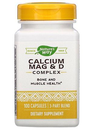 Комплекс кальция и магния с витамином d, calcium mag & d complex, nature's way, 100 капсул