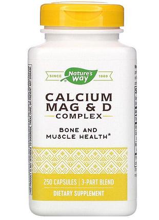 Кальцій, магній і вітамін d, calcium mag & d, nature's way, 250 капсул