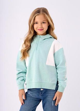 Подростковое теплое худи для девочки h&m 134-140 см мятный (0129)