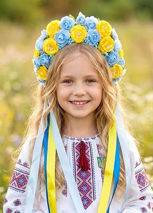 Обруч віночок великий жовто-блакитний