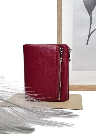 Оригинальный кожаный кошелек бордовый арт.1835-166 d.red genuine leather (китай)
