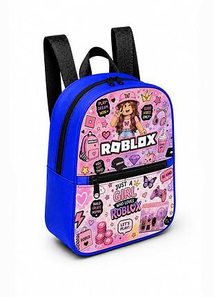 Детский мини-рюкзак синий с принтом roblox для девочки 28×24×10 см мини-сумка детская (5232)