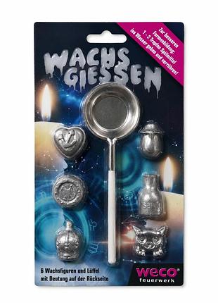 Набор для гадания на воску weco wachsgießen - 6 восковых фигурок и ложка, альтернатива выливанию свинца