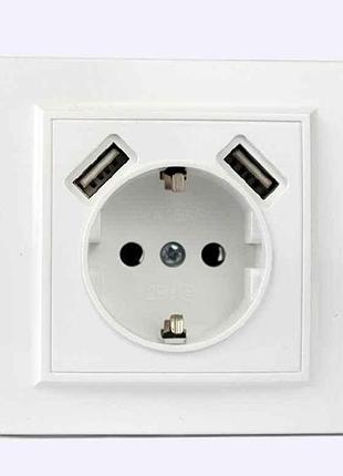 Розетка usb подвійна розетка з/з 2a, 16 а enzo білий eh-5321 тм electrohouse