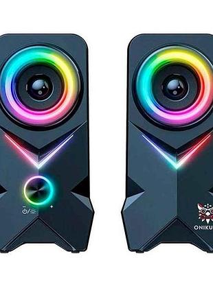 Колонка компьютерная 2.0 l2 rgb bt5.0 usb 9,5x11x18.9см черные 10w тм onikuma