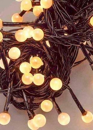 Электрогирлянда жемчуг 50 led, 5м переходник, теплый белый 1271-06 тм китай