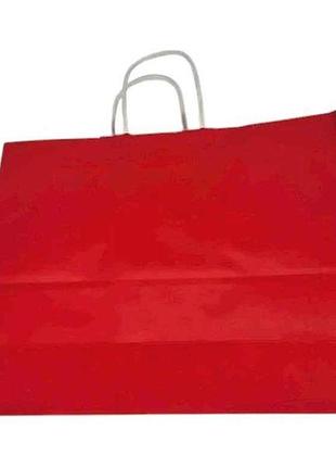 Пакет подарунковий крафт 25*32*10,5см l горизонтальний червоний тм prc