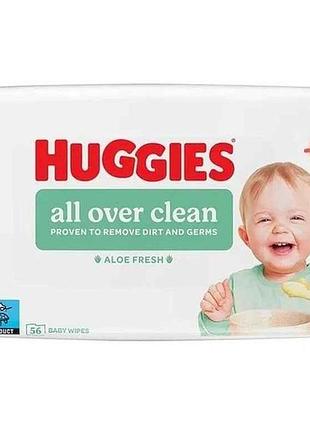 Вологі серветки аll over clean алое 56шт тм huggies