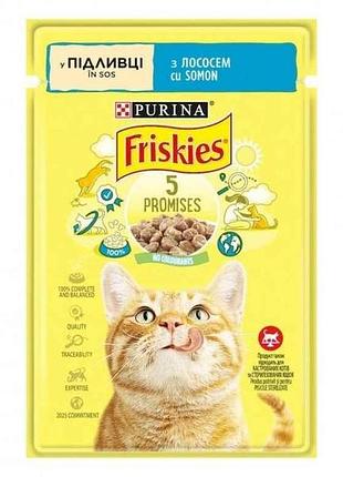 Пауч для котів friskies / лосось шматочками у підливці 85г тм purina