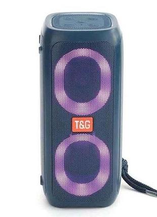 Портативная колонка bluetooth tg333 с rgb подсветкой, speakerphone, радио, blue тм tg