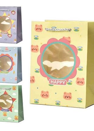 Пакет подарочный l happy 33*25*12см r91327-l тм stenson