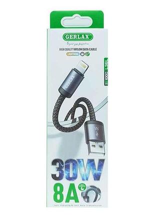 Кабель lightning iphone l36l 8а/30w чорний 1м тм gerlax