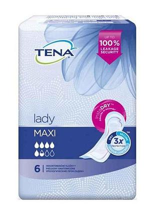 Гігієнічні прокладки 6шт lady maxi instadry 5,5кр тм tena