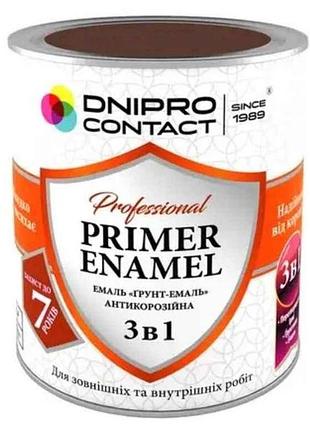 Грунт-емаль шоколадний 0,9кг 3 в 1 тм dnipro contact