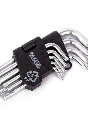 Набір шестигранників torx cr-v (9шт) короткі l=55-133мм 75-0960 тм master tool