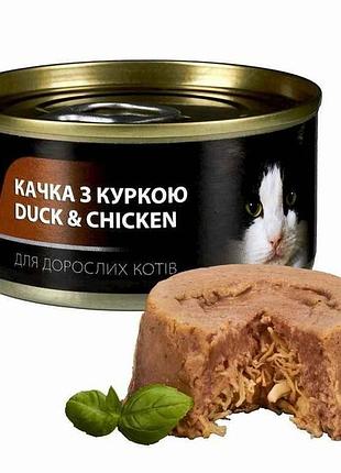Корм для котів консерва 80г вологий з качкою та куркою тм animall
