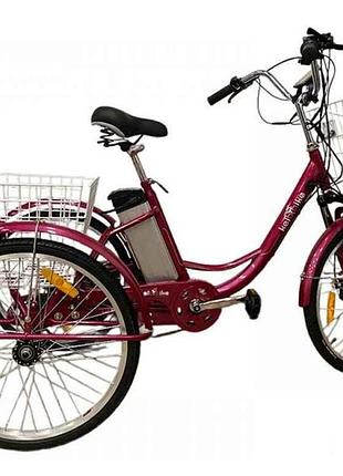 Электровелосипед 24 500w дорожный трехколесный pas бордовый тм kelb.bike