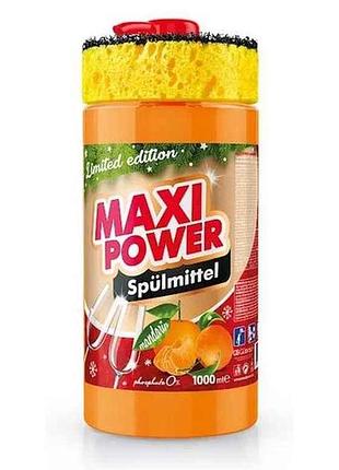 Засіб для миття посуду 1л (дозаторгубка) мандарин тм maxi power