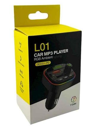 Fm модулятор l01 12-24v/3.1a/2usb/pd/rgb/led тм gerlax