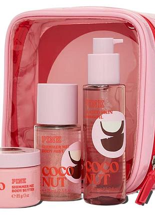 Подарочный набор pink victoria’s secret let's glow away shimmer set coconut