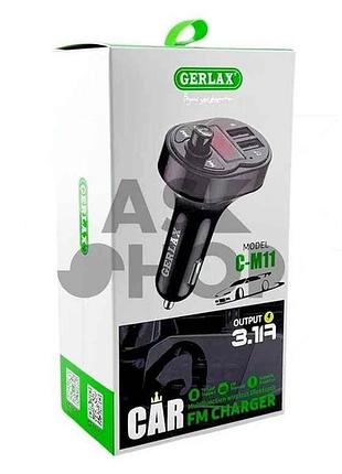 Fm модулятор c-m11 12-24v 3.1a 2usb qc3.0 bt5.3 led дисплей черный тм gerlax